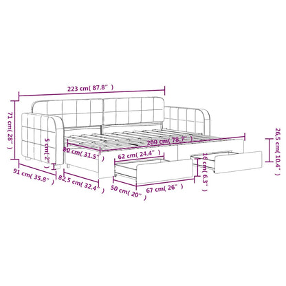 vidaXL Tagesbett Ausziehbar mit Schubladen Dunkelgrün 80x200 cm Samt