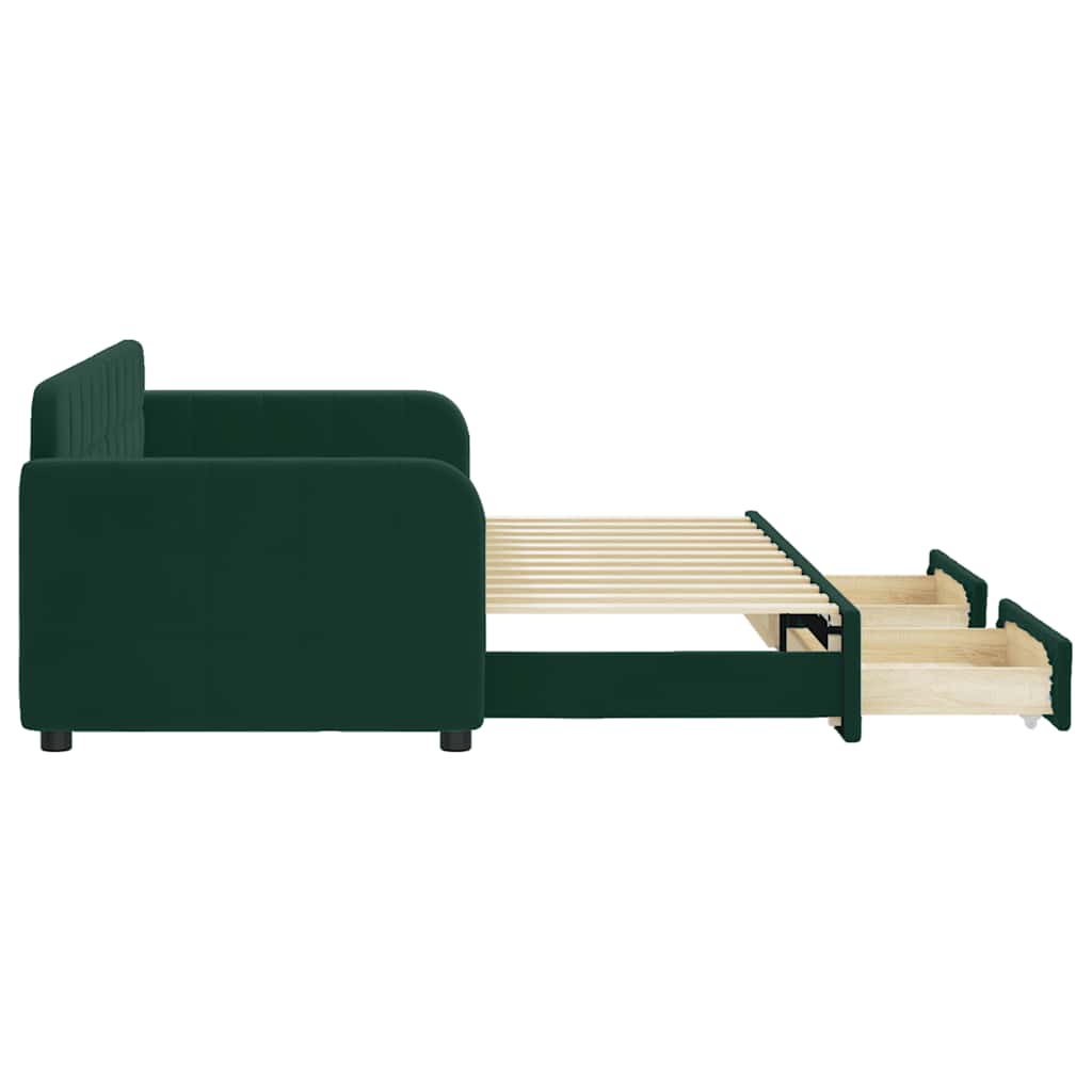 vidaXL Tagesbett Ausziehbar mit Schubladen Dunkelgrün 80x200 cm Samt