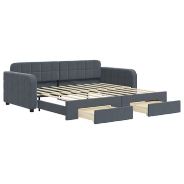 vidaXL Tagesbett Ausziehbar mit Schubladen Dunkelgrau 90x190 cm Samt