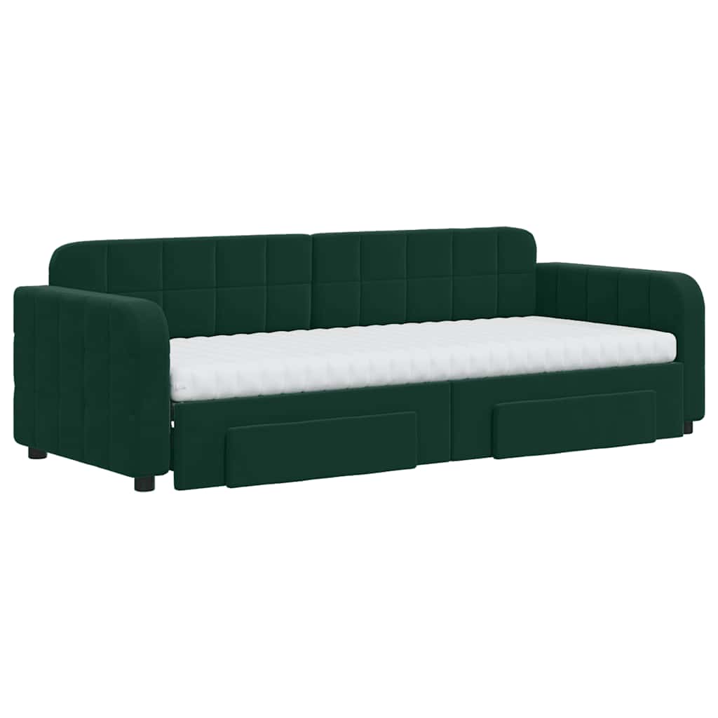vidaXL Tagesbett Ausziehbar mit Schubladen Dunkelgrün 80x200 cm Samt