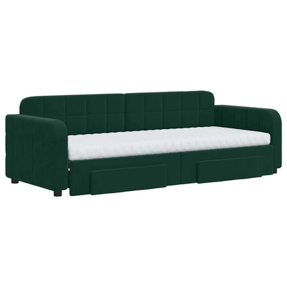 vidaXL Tagesbett Ausziehbar mit Schubladen Dunkelgrün 80x200 cm Samt