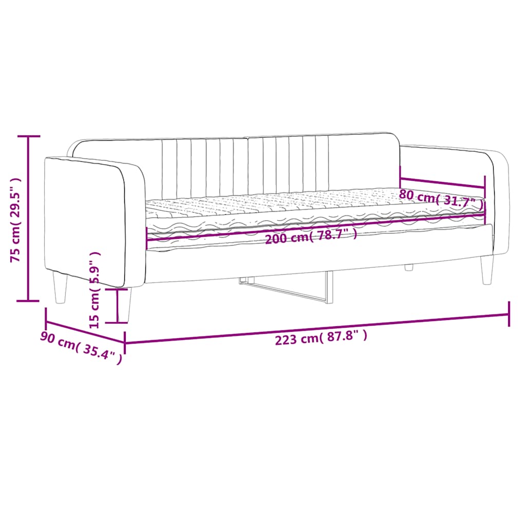 vidaXL Tagesbett mit Matratze Dunkelgrau 80x200 cm Samt