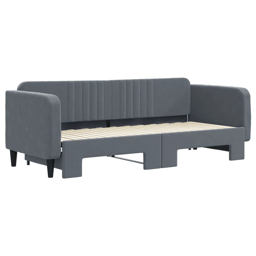 vidaXL Tagesbett Ausziehbar Dunkelgrau 80x200 cm Samt