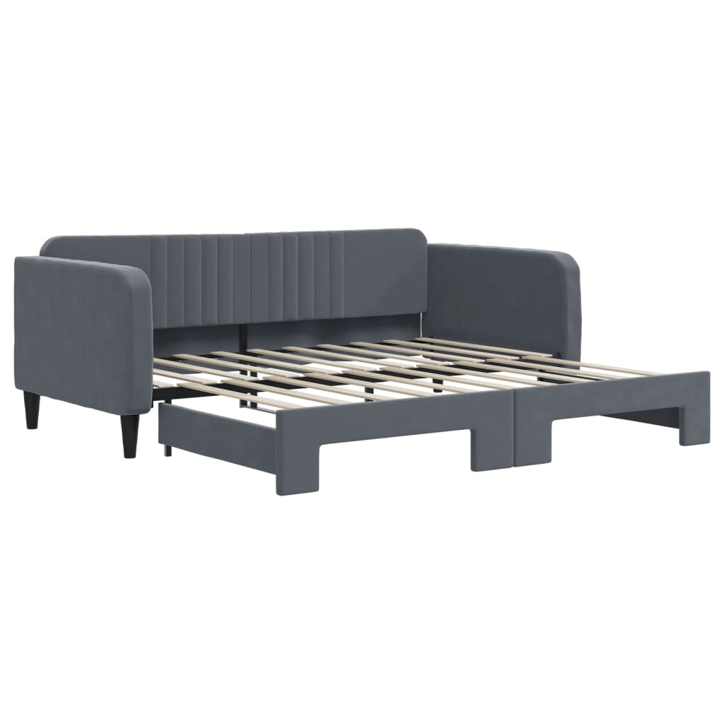 vidaXL Tagesbett Ausziehbar Dunkelgrau 90x190 cm Samt