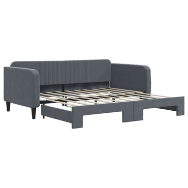 vidaXL Tagesbett Ausziehbar Dunkelgrau 90x190 cm Samt