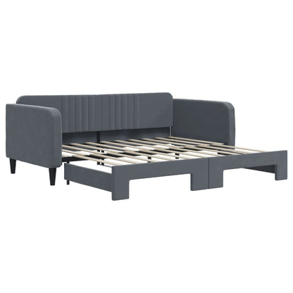 vidaXL Tagesbett Ausziehbar Dunkelgrau 90x190 cm Samt