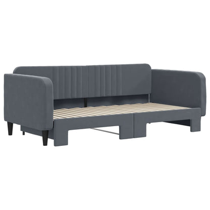 vidaXL Tagesbett Ausziehbar Dunkelgrau 90x190 cm Samt