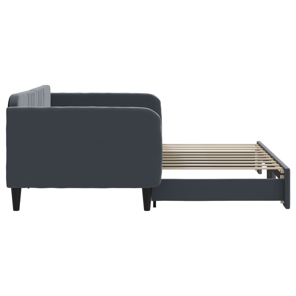 vidaXL Tagesbett Ausziehbar Dunkelgrau 90x190 cm Samt