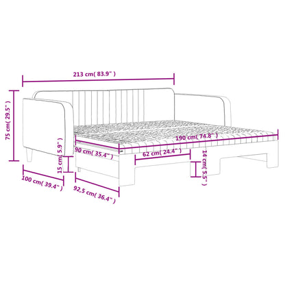 vidaXL Lit de jour gigogne avec matelas Velours Gris clair 90x190 cm