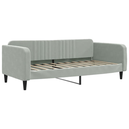 vidaXL Lit de jour gigogne avec matelas Velours Gris clair 90x190 cm