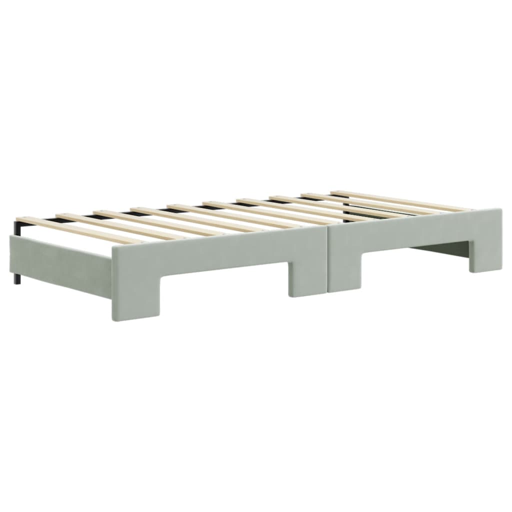 vidaXL Lit de jour gigogne avec matelas Velours Gris clair 90x190 cm