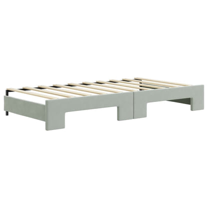 vidaXL Lit de jour gigogne avec matelas Velours Gris clair 90x190 cm