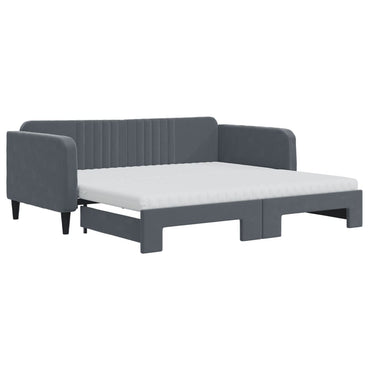vidaXL Tagesbett Ausziehbar mit Matratzen Dunkelgrau 90x190 cm Samt