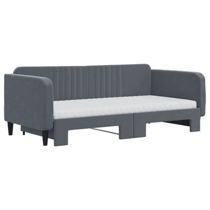vidaXL Tagesbett Ausziehbar mit Matratzen Dunkelgrau 90x190 cm Samt