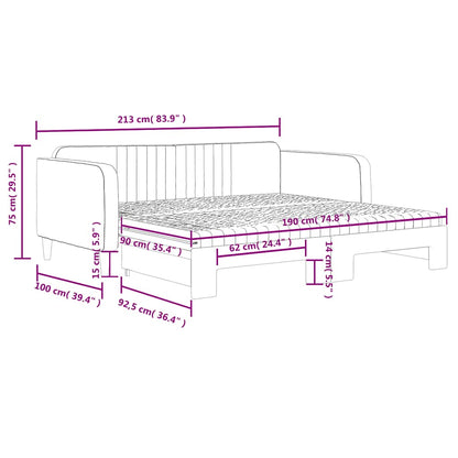 vidaXL Tagesbett Ausziehbar mit Matratzen Dunkelgrau 90x190 cm Samt