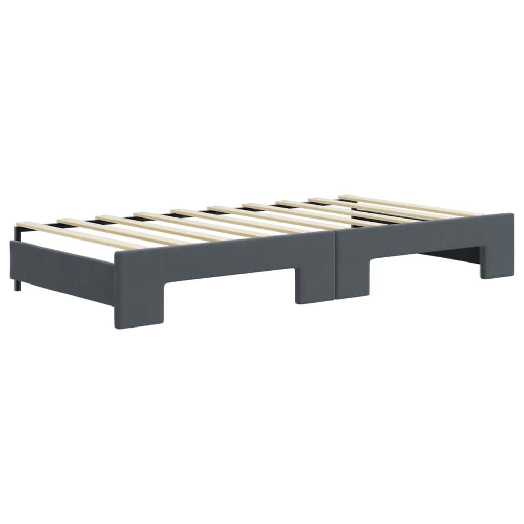 vidaXL Tagesbett Ausziehbar mit Matratzen Dunkelgrau 90x190 cm Samt