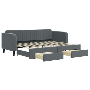 vidaXL Tagesbett Ausziehbar mit Schubladen Dunkelgrau 80x200 cm Samt