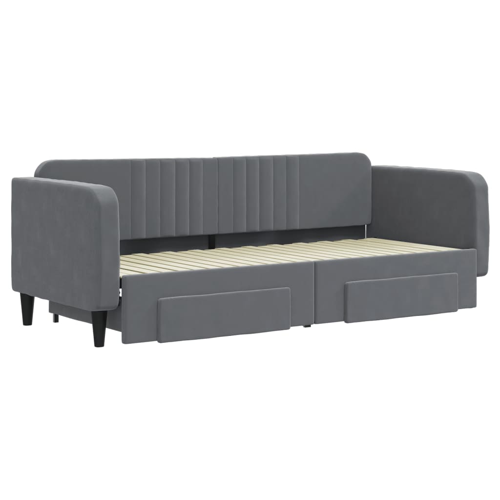 vidaXL Tagesbett Ausziehbar mit Schubladen Dunkelgrau 80x200 cm Samt