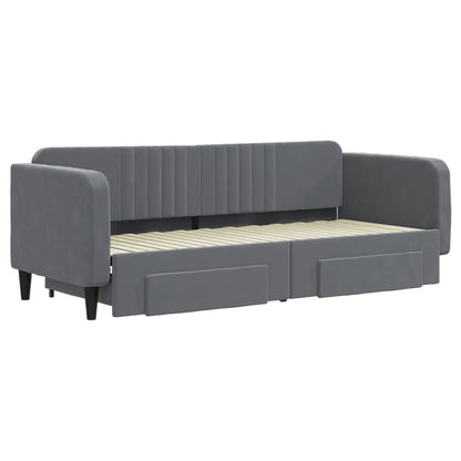 vidaXL Tagesbett Ausziehbar mit Schubladen Dunkelgrau 80x200 cm Samt