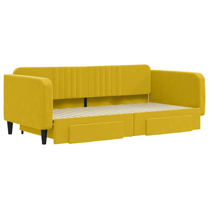 Tagesbett Ausziehbar mit Schubladen Gelb 100x200 cm Samt