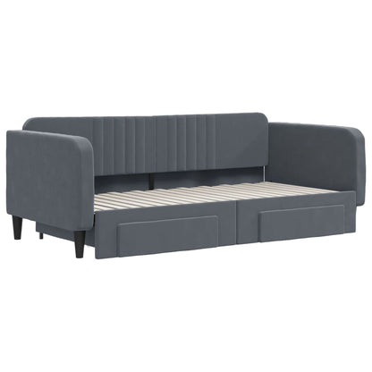 vidaXL Tagesbett Ausziehbar mit Schubladen Dunkelgrau 90x190 cm Samt