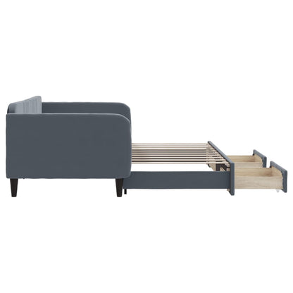 vidaXL Tagesbett Ausziehbar mit Schubladen Dunkelgrau 90x190 cm Samt