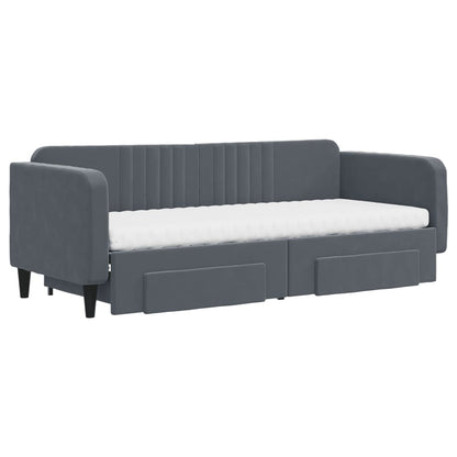 vidaXL Tagesbett Ausziehbar mit Schubladen Dunkelgrau 80x200 cm Samt