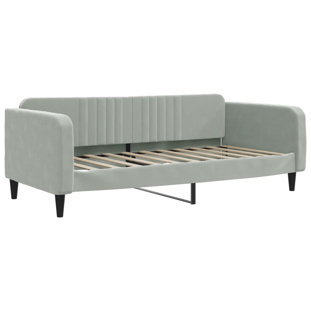 vidaXL Lit de repos extensible avec tiroirs Gris clair 90x190 cm Velours
