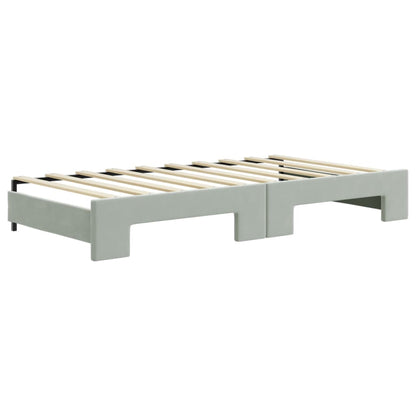 vidaXL Lit de repos extensible avec tiroirs Gris clair 90x190 cm Velours