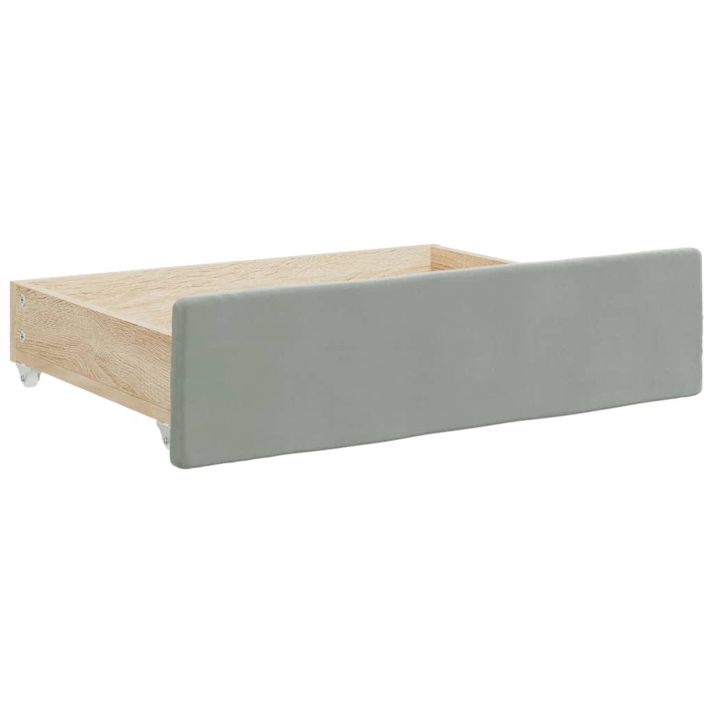 vidaXL Lit de repos extensible avec tiroirs Gris clair 90x190 cm Velours