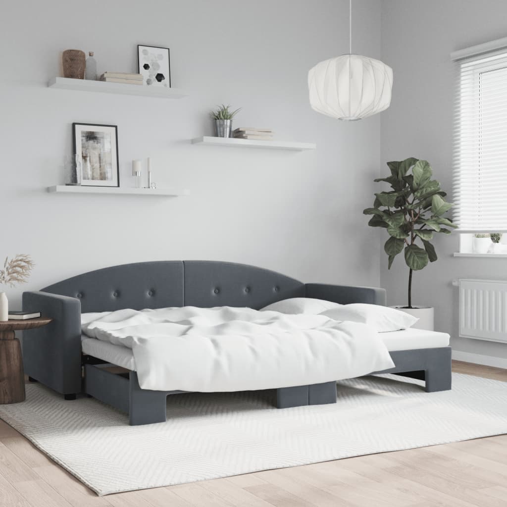 vidaXL Tagesbett Ausziehbar Dunkelgrau 80x200 cm Samt