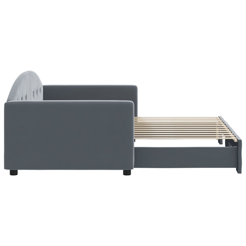 vidaXL Tagesbett Ausziehbar Dunkelgrau 90x200 cm Samt