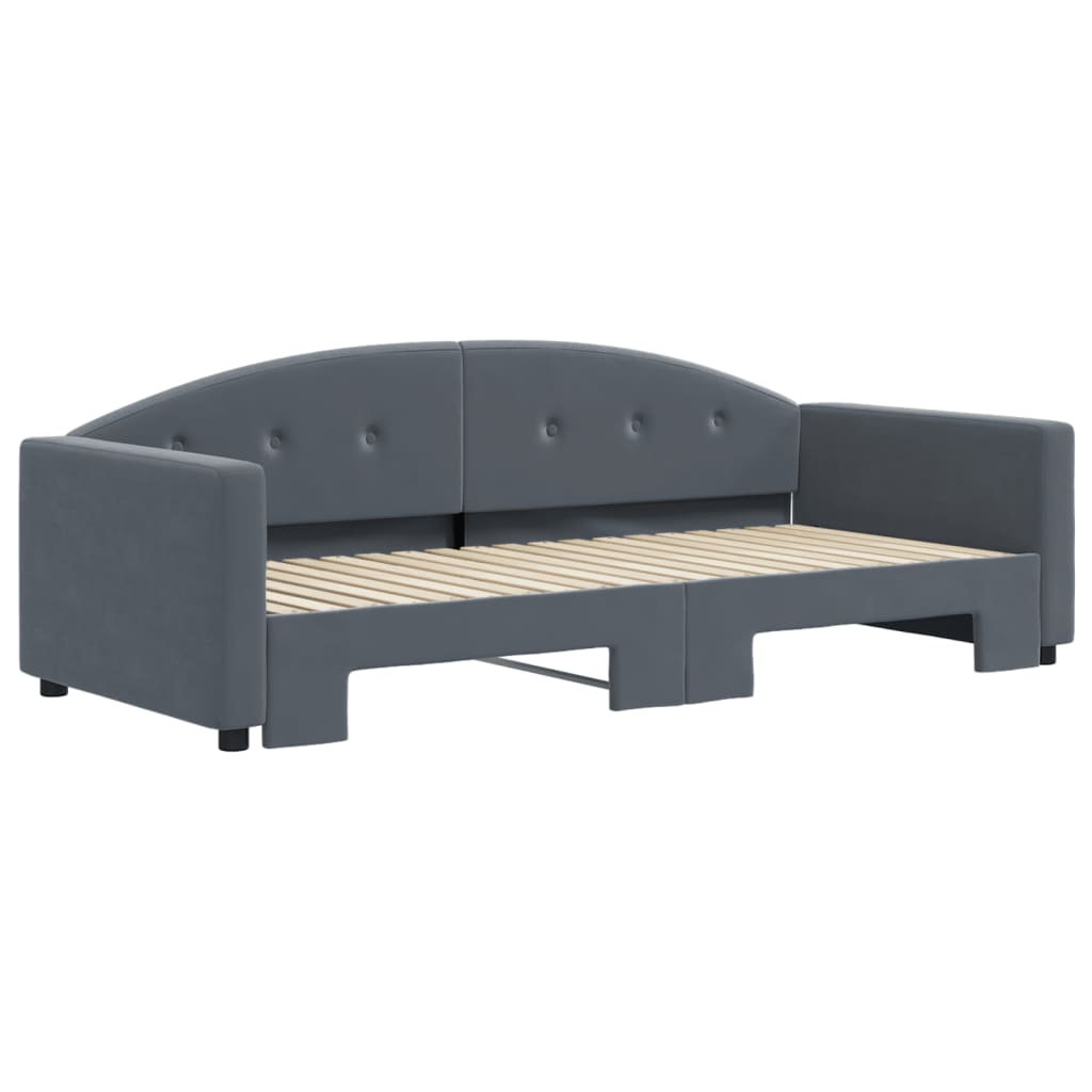vidaXL Tagesbett Ausziehbar Dunkelgrau 90x190 cm Samt