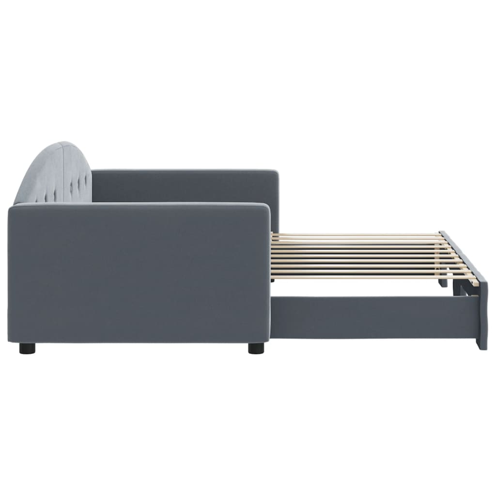 vidaXL Tagesbett Ausziehbar Dunkelgrau 90x190 cm Samt