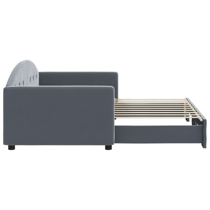 vidaXL Tagesbett Ausziehbar Dunkelgrau 90x190 cm Samt