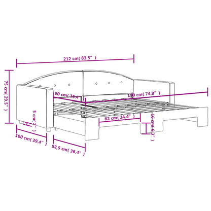 vidaXL Tagesbett Ausziehbar Dunkelgrau 90x190 cm Samt