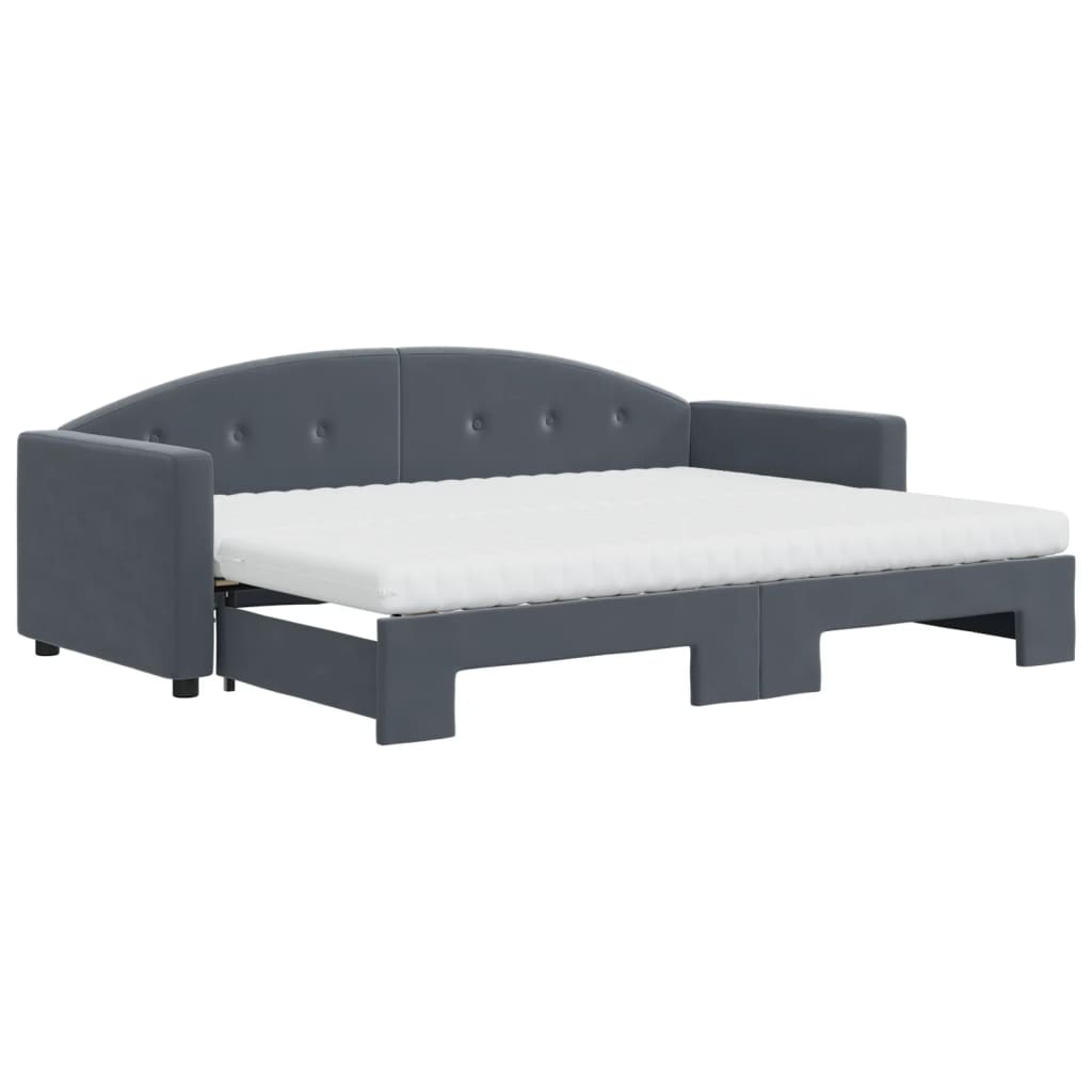 vidaXL Tagesbett Ausziehbar mit Matratzen Dunkelgrau 80x200 cm Samt