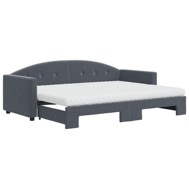 vidaXL Tagesbett Ausziehbar mit Matratzen Dunkelgrau 80x200 cm Samt