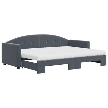 vidaXL Tagesbett Ausziehbar mit Matratzen Dunkelgrau 80x200 cm Samt