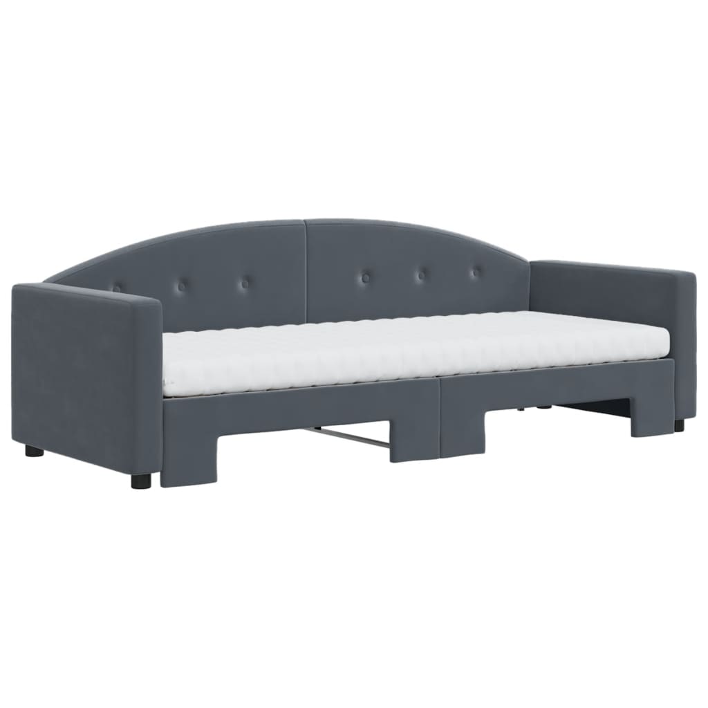 vidaXL Tagesbett Ausziehbar mit Matratzen Dunkelgrau 80x200 cm Samt