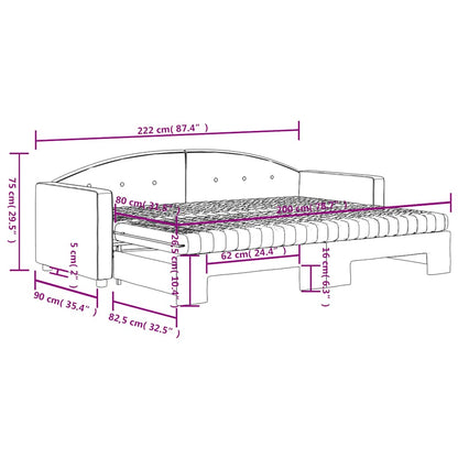 vidaXL Tagesbett Ausziehbar mit Matratzen Dunkelgrau 80x200 cm Samt