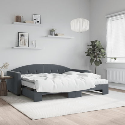 vidaXL Tagesbett Ausziehbar mit Matratzen Dunkelgrau 90x200 cm Samt