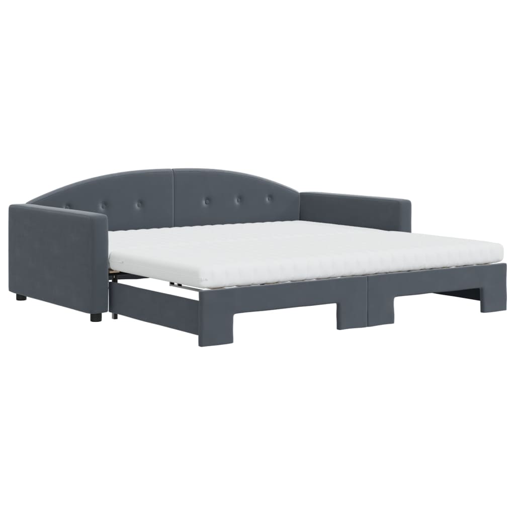 vidaXL Tagesbett Ausziehbar mit Matratzen Dunkelgrau 100x200 cm Samt