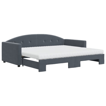 vidaXL Tagesbett Ausziehbar mit Matratzen Dunkelgrau 90x190 cm Samt