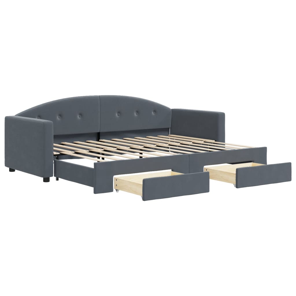 vidaXL Tagesbett Ausziehbar mit Schubladen Dunkelgrau 80x200 cm Samt