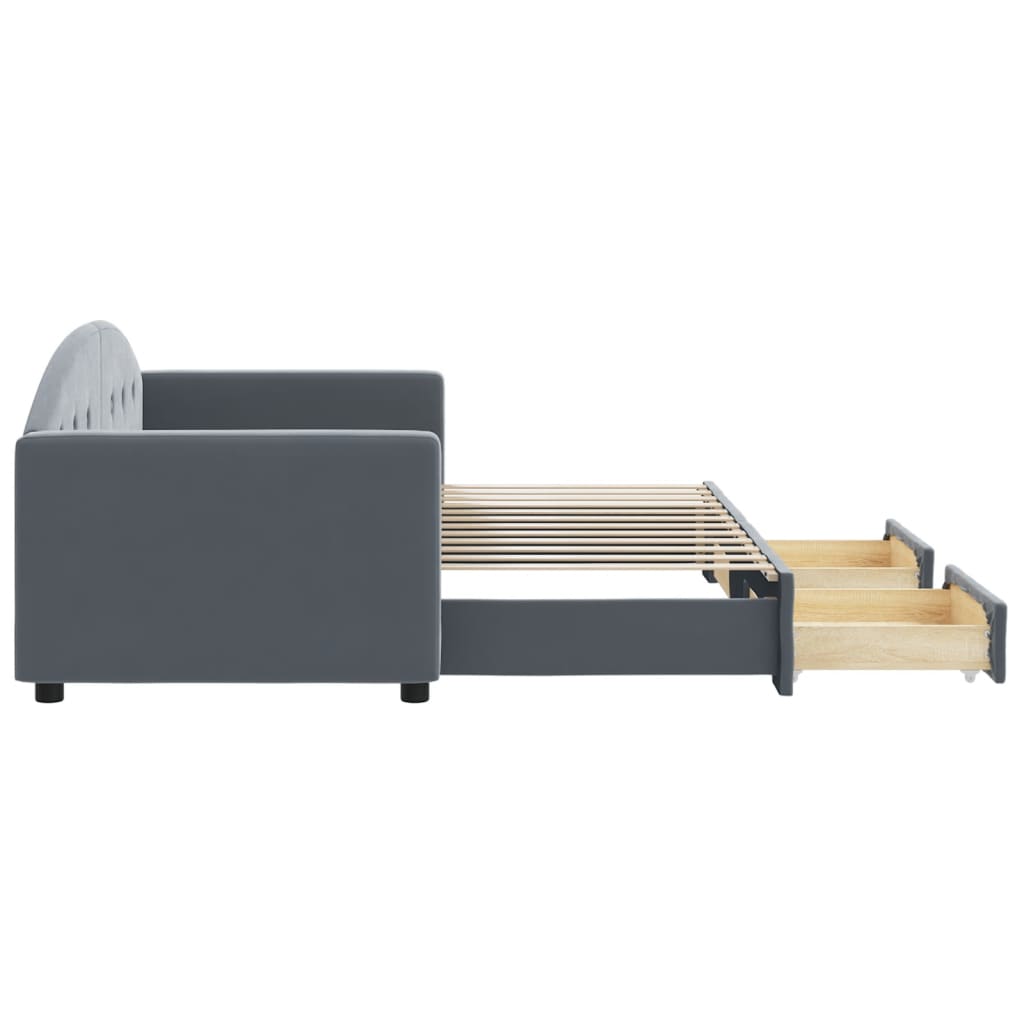 vidaXL Tagesbett Ausziehbar mit Schubladen Dunkelgrau 80x200 cm Samt