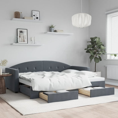 vidaXL Tagesbett Ausziehbar mit Schubladen Dunkelgrau 80x200 cm Samt
