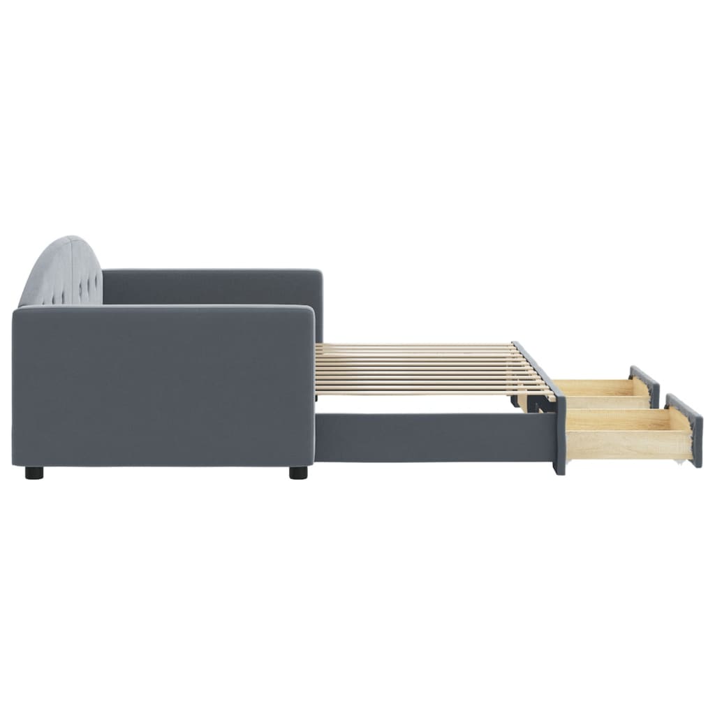 vidaXL Tagesbett Ausziehbar mit Schubladen Dunkelgrau 90x200 cm Samt