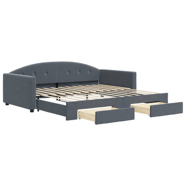 vidaXL Tagesbett Ausziehbar mit Schubladen Dunkelgrau 100x200 cm Samt