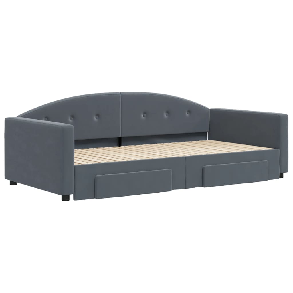 vidaXL Tagesbett Ausziehbar mit Schubladen Dunkelgrau 100x200 cm Samt
